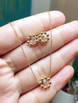 Dew Drop Diamond Marine Circle Pendant Necklace