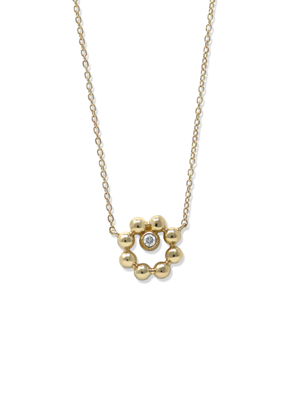 Dew Drop Diamond Marine Circle Pendant Necklace