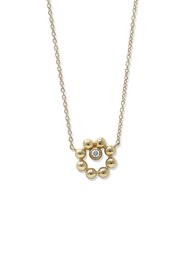 Dew Drop Diamond Marine Circle Pendant Necklace