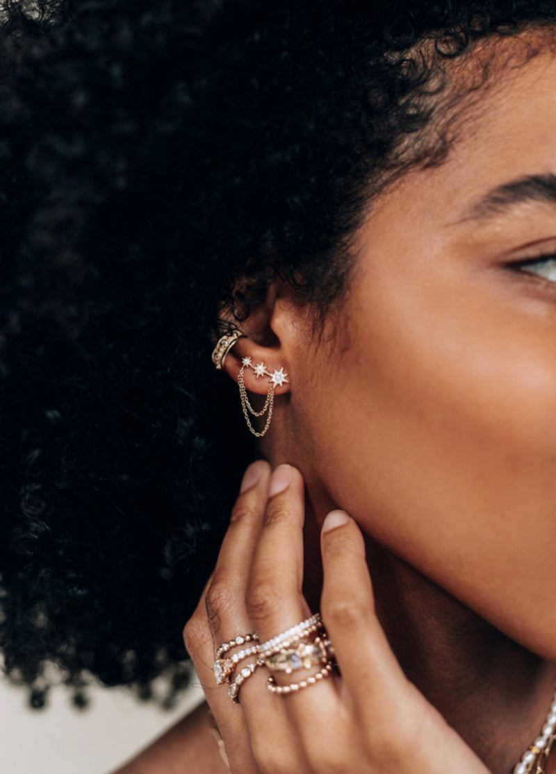Aztec Morgan North Star Trio Single Chain Earring