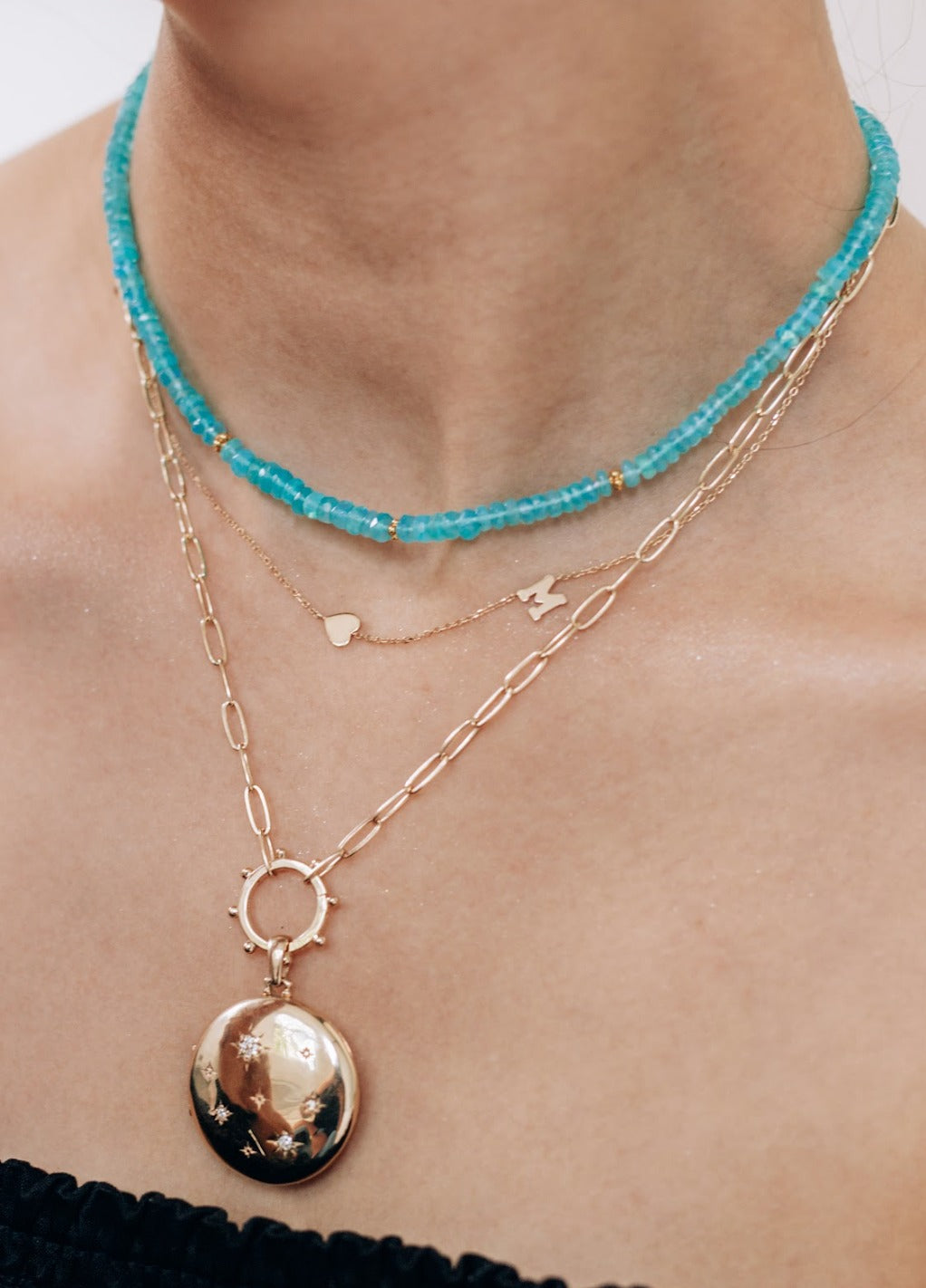 Bohème Smooth Paraiba Opal Rondelle Necklace