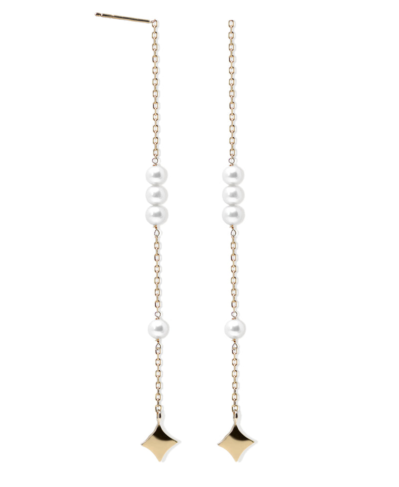 Jac+Jo Gothic Diamond Pearl Threader Earrings