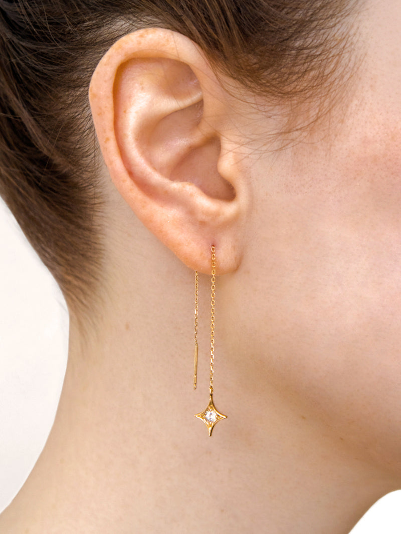 Jac+Jo Boucles d'oreilles gothiques en chaîne à enfiler avec diamants