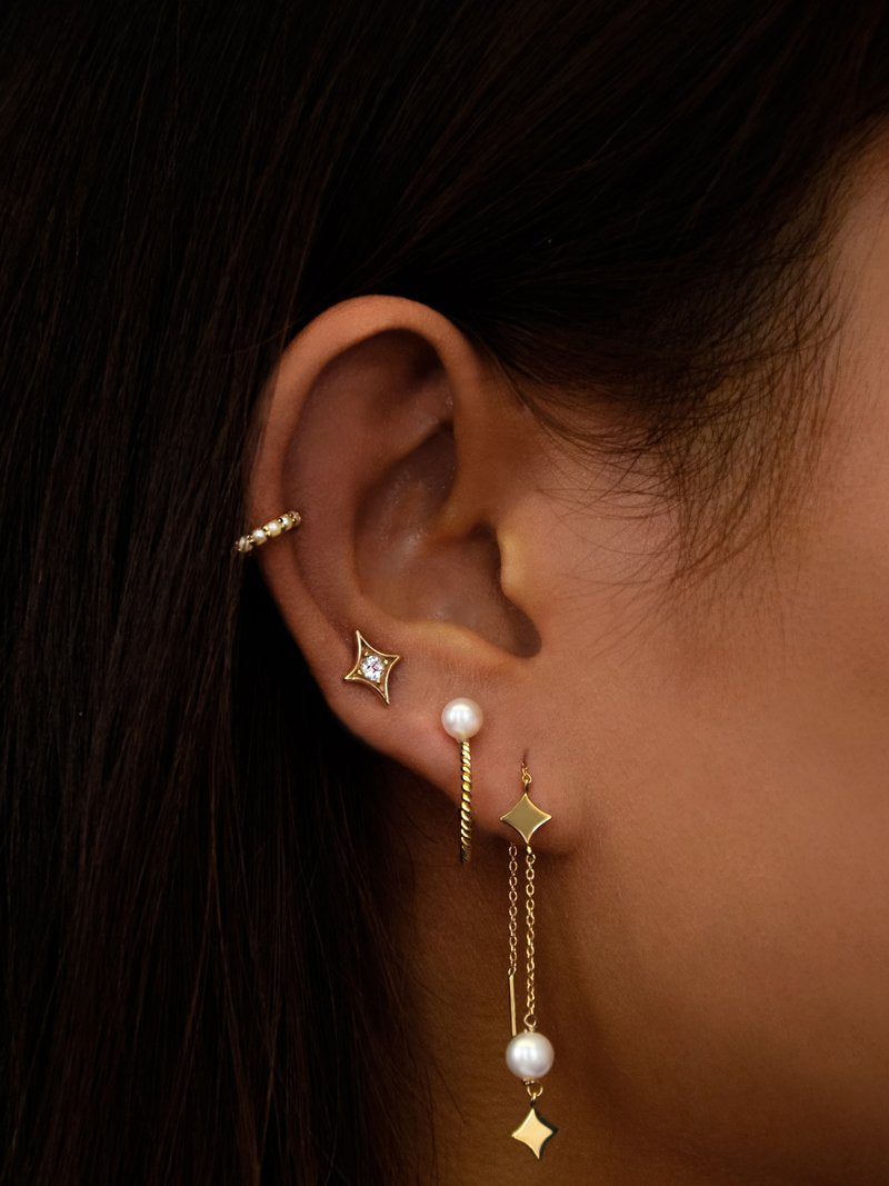 Jac+Jo Strata Twist Pearl Hoops