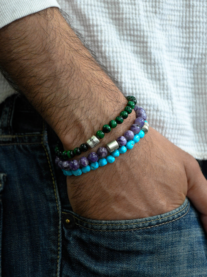 Bracelet Bohème Pépites de Turquoise pour Homme