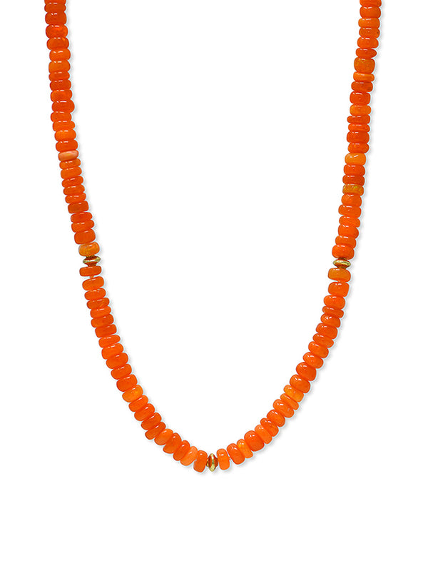 Bohème Smooth Orange Opal Rondelle Necklace
