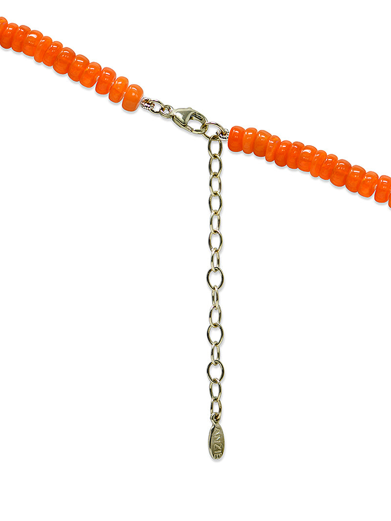 Bohème Smooth Orange Opal Rondelle Necklace
